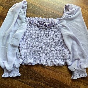 H&M lavender smocked blouse